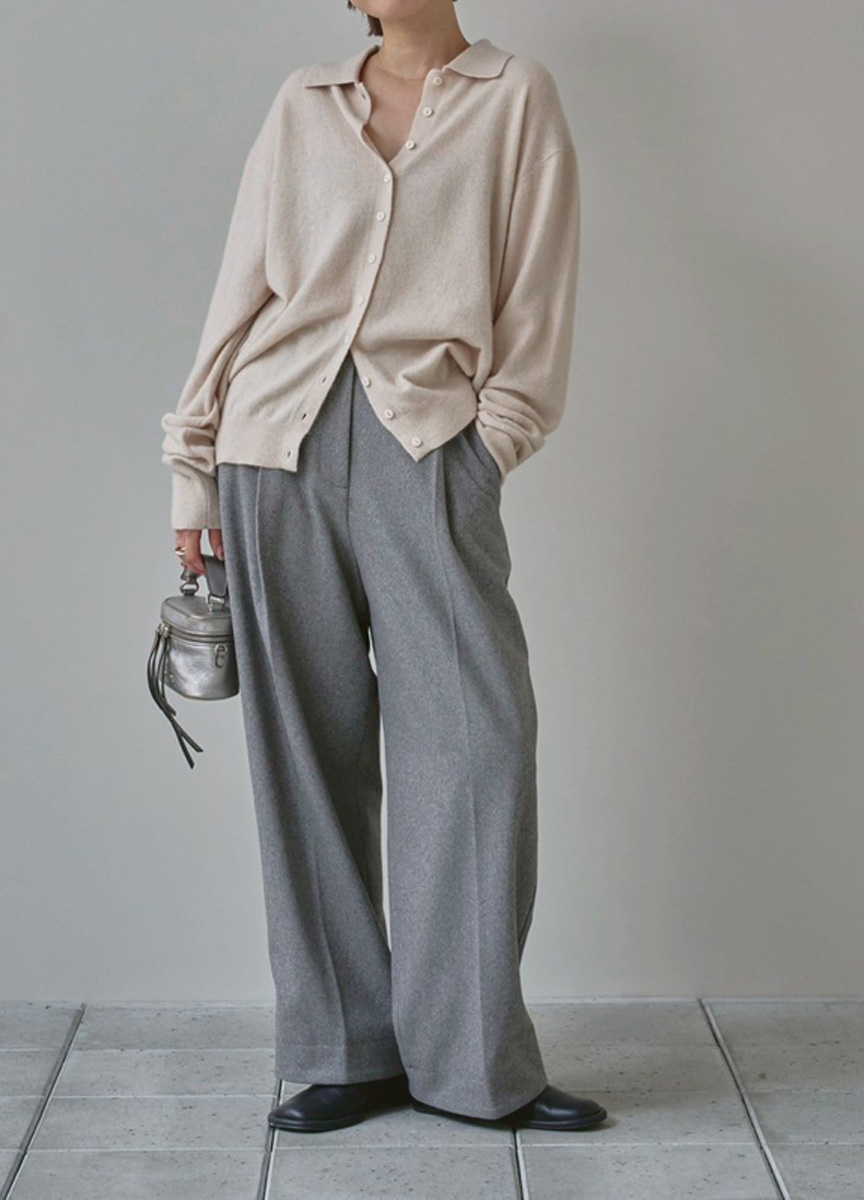 毛混針織POLO領上衣